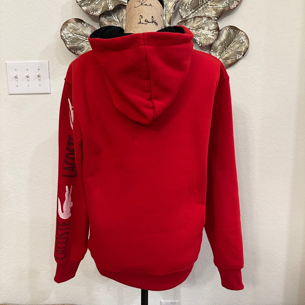 NWOT Lacoste Red Logo Pullover Hoodie Sweatshirt - Picture 3 of 6